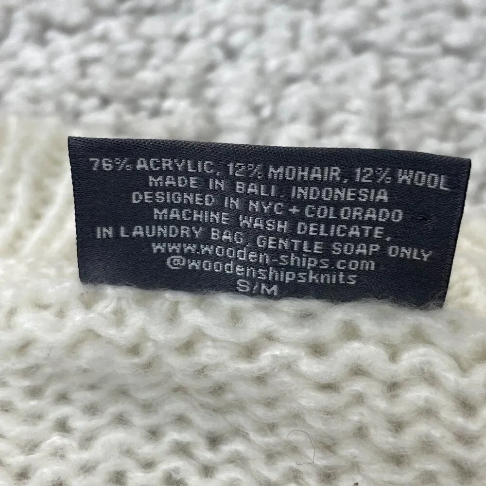 Wooden Ships Mohair Wool V-Neck Sweater Cream Ivory Womens S/M
